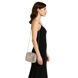 Whiting and Davis Silver Mesh Frame Shoulder Bag  Vintage Evening Purse